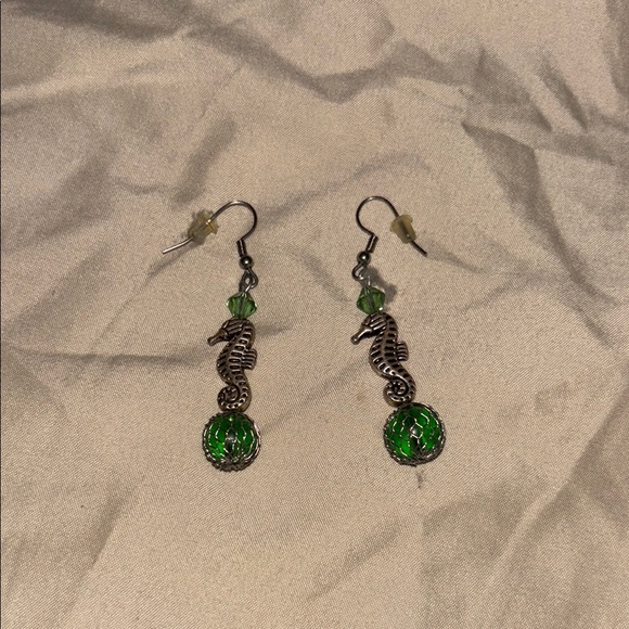 Jewelry - Green Seahorse Earrings